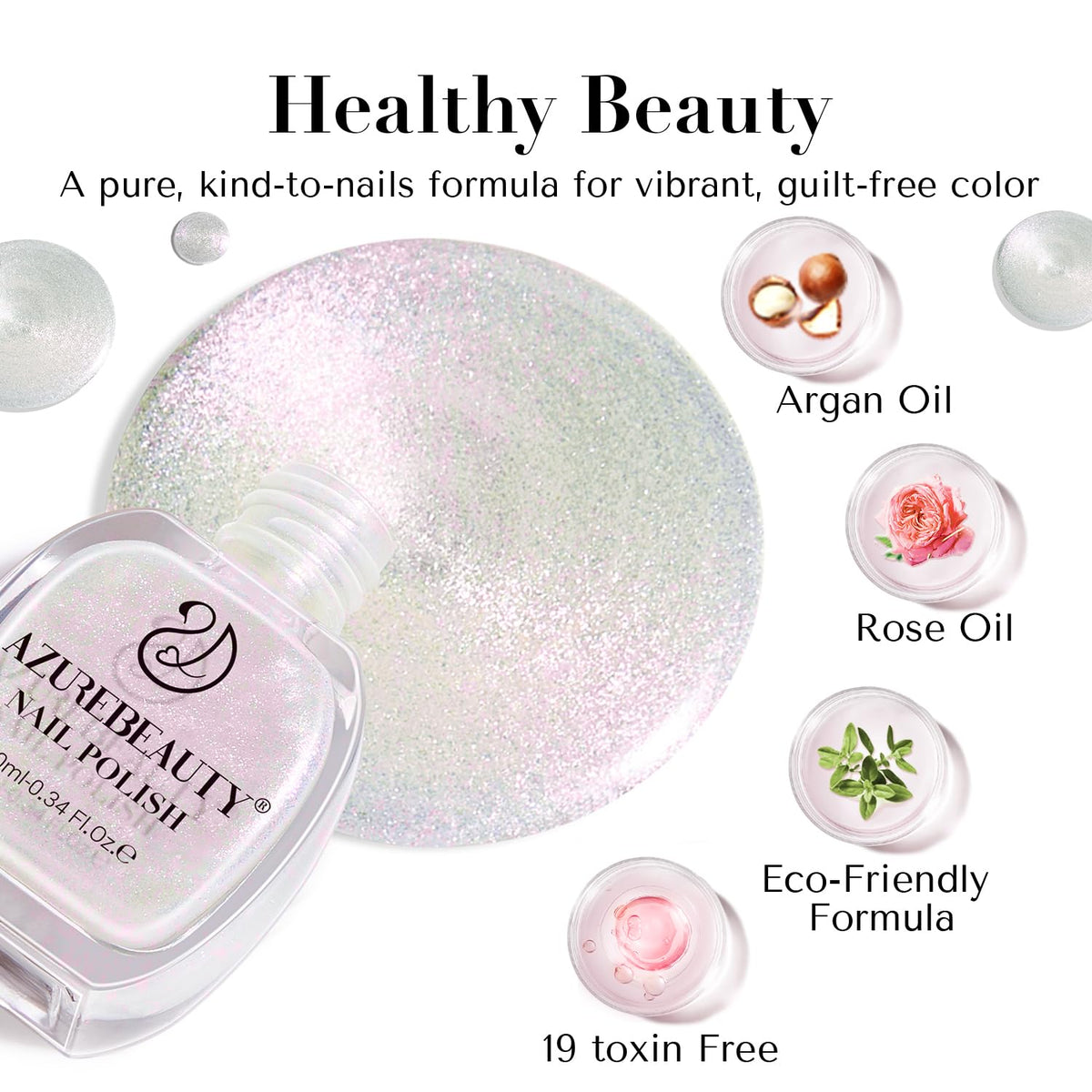 Azurebeauty chrome nail polish layered over different base colors