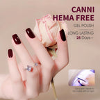 Canni soak off gel nail polish texture and brush close up