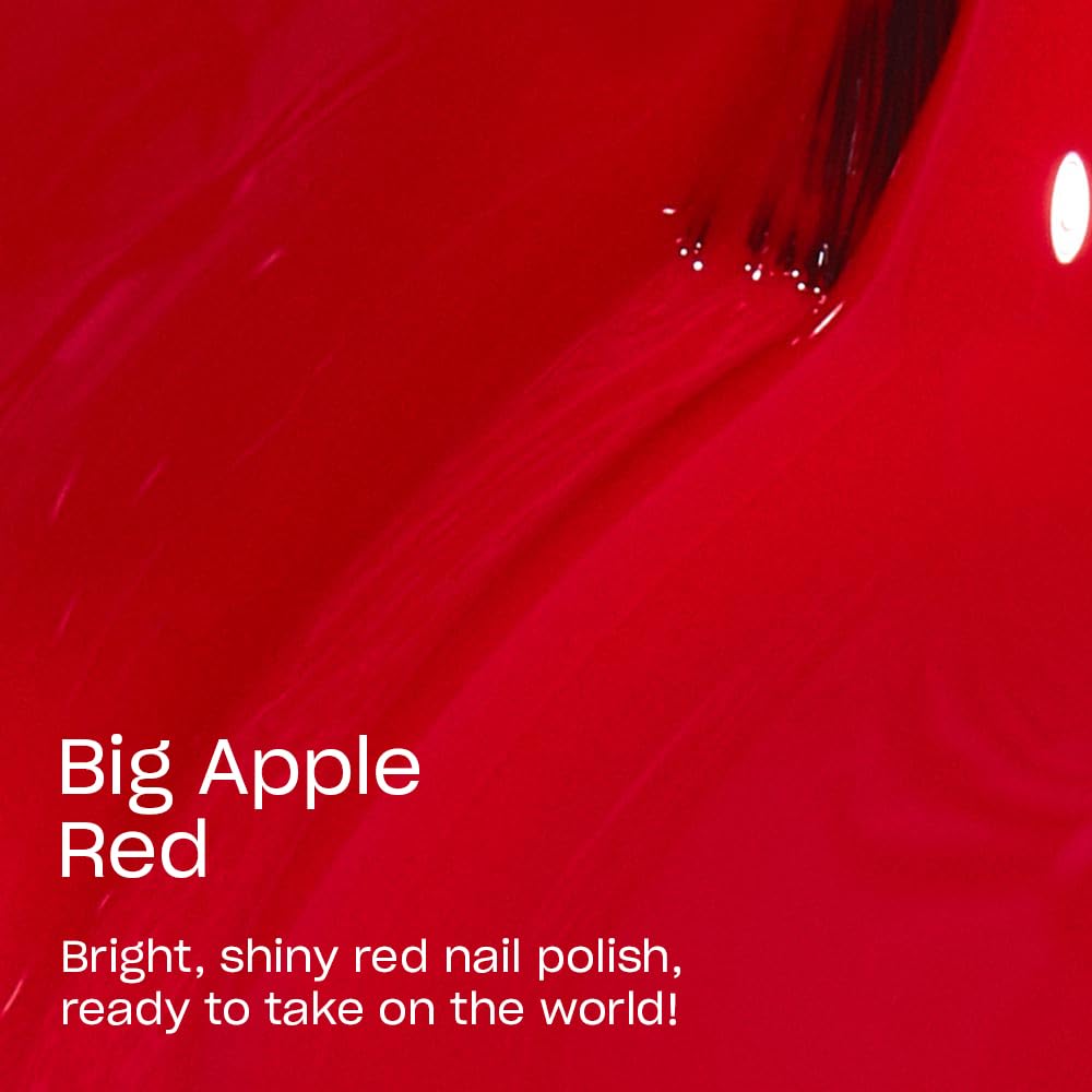 Close up of OPI Big Apple Red vibrant red nail color