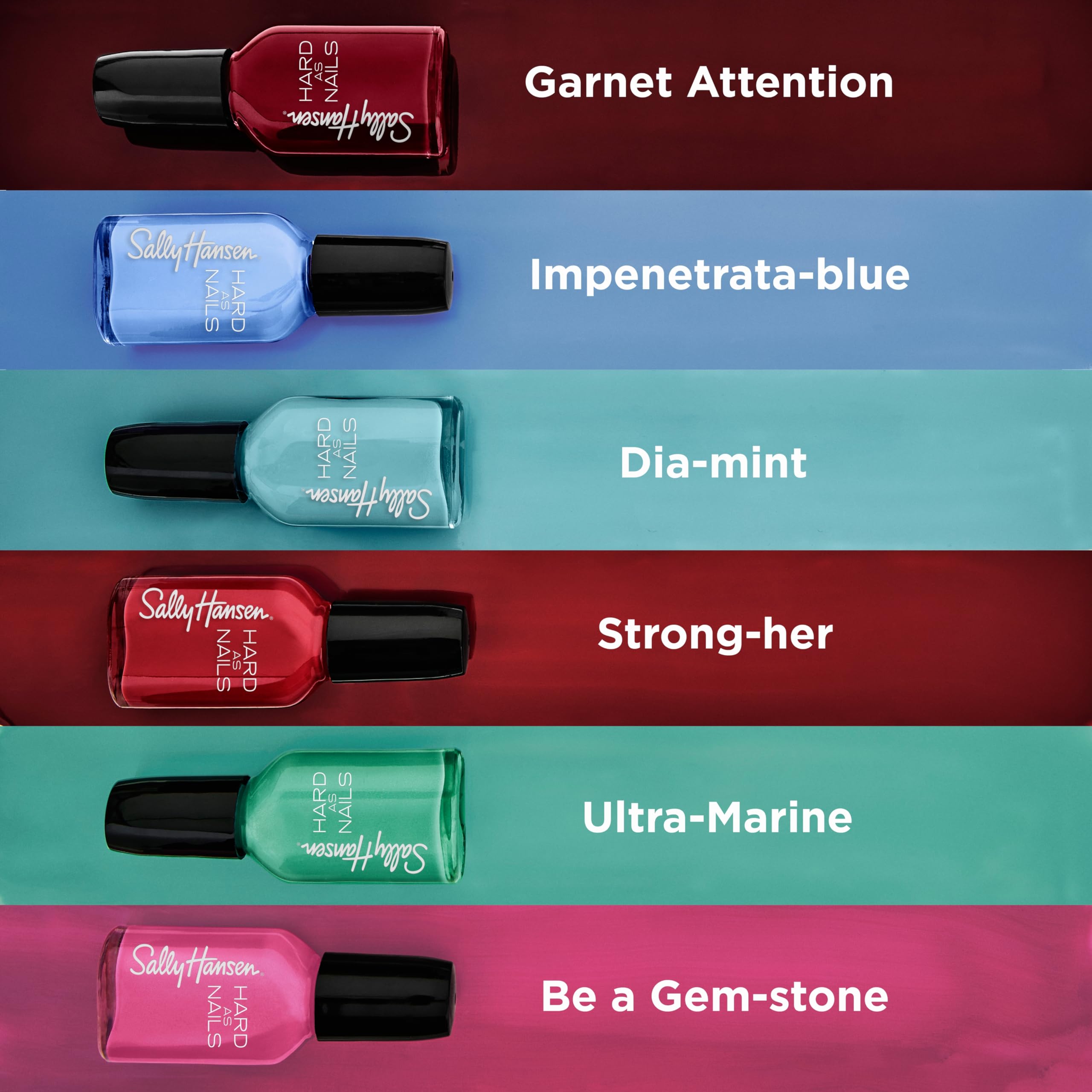 Sally Hansen Hard As Nails bottle with glossy black label