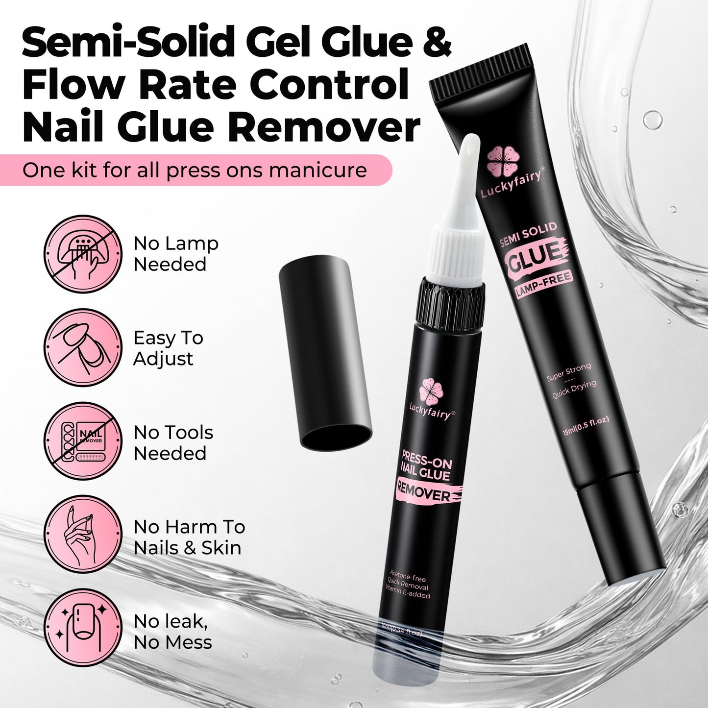 Luckyfairy nail glue tube for press on nails application