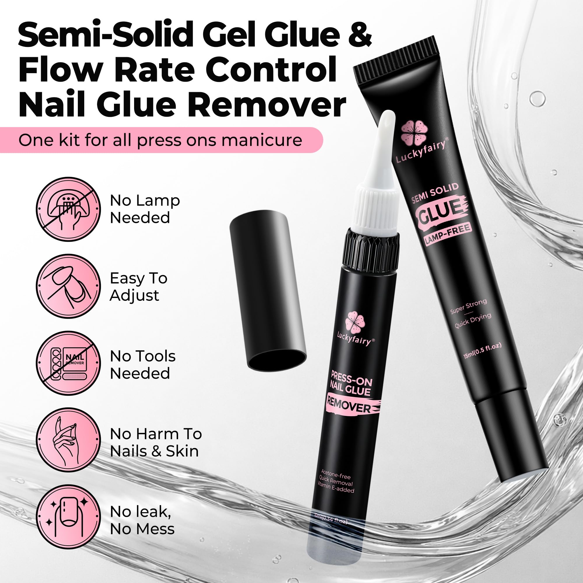 Luckyfairy nail glue tube for press on nails application