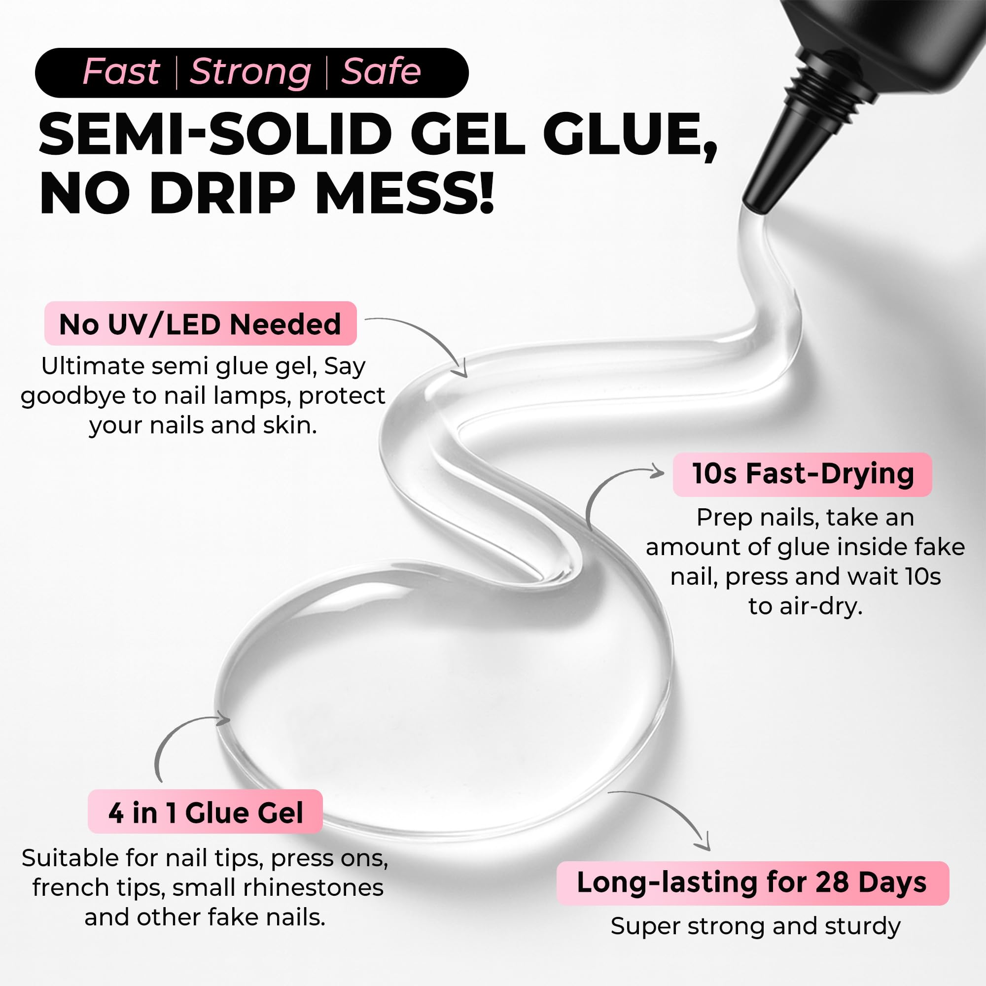10 milliliter gentle non-acetone nail glue remover bottle