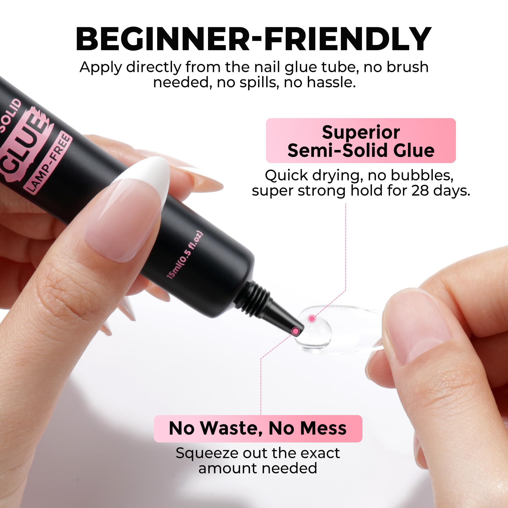 Close up of semi solid gel nail glue texture