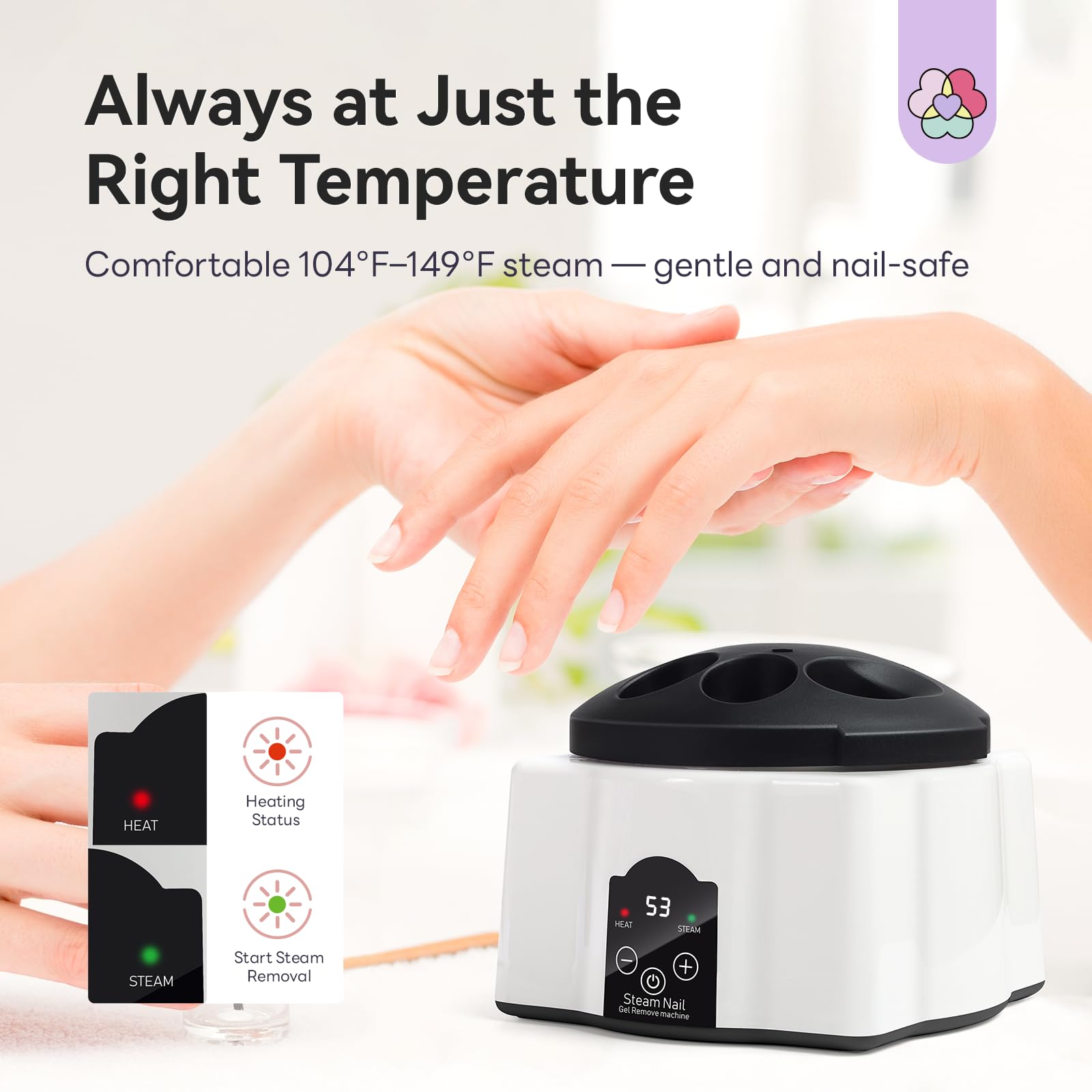 Saviland gel polish remover machine next to salon tools for home manicure cleanup