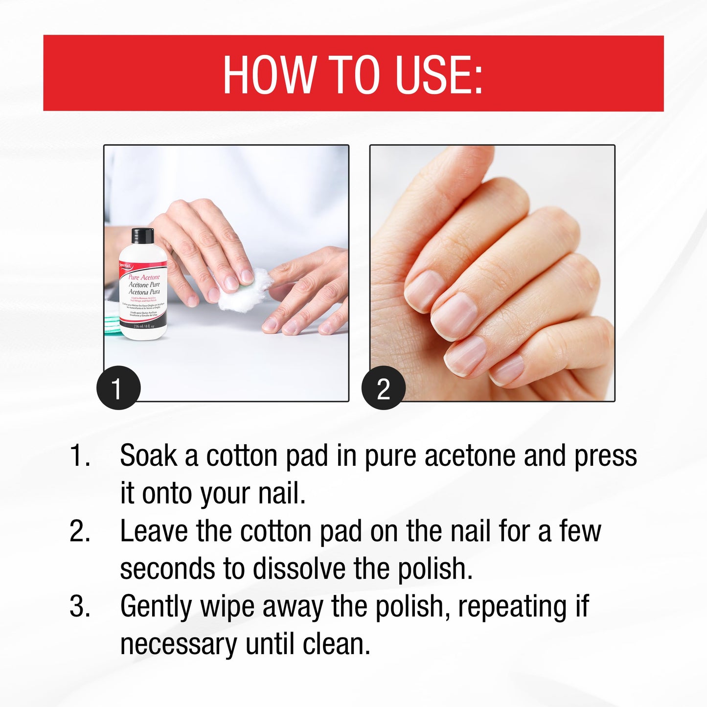 Super Nail clear pure acetone formula liquid showing complete six pack stock layout