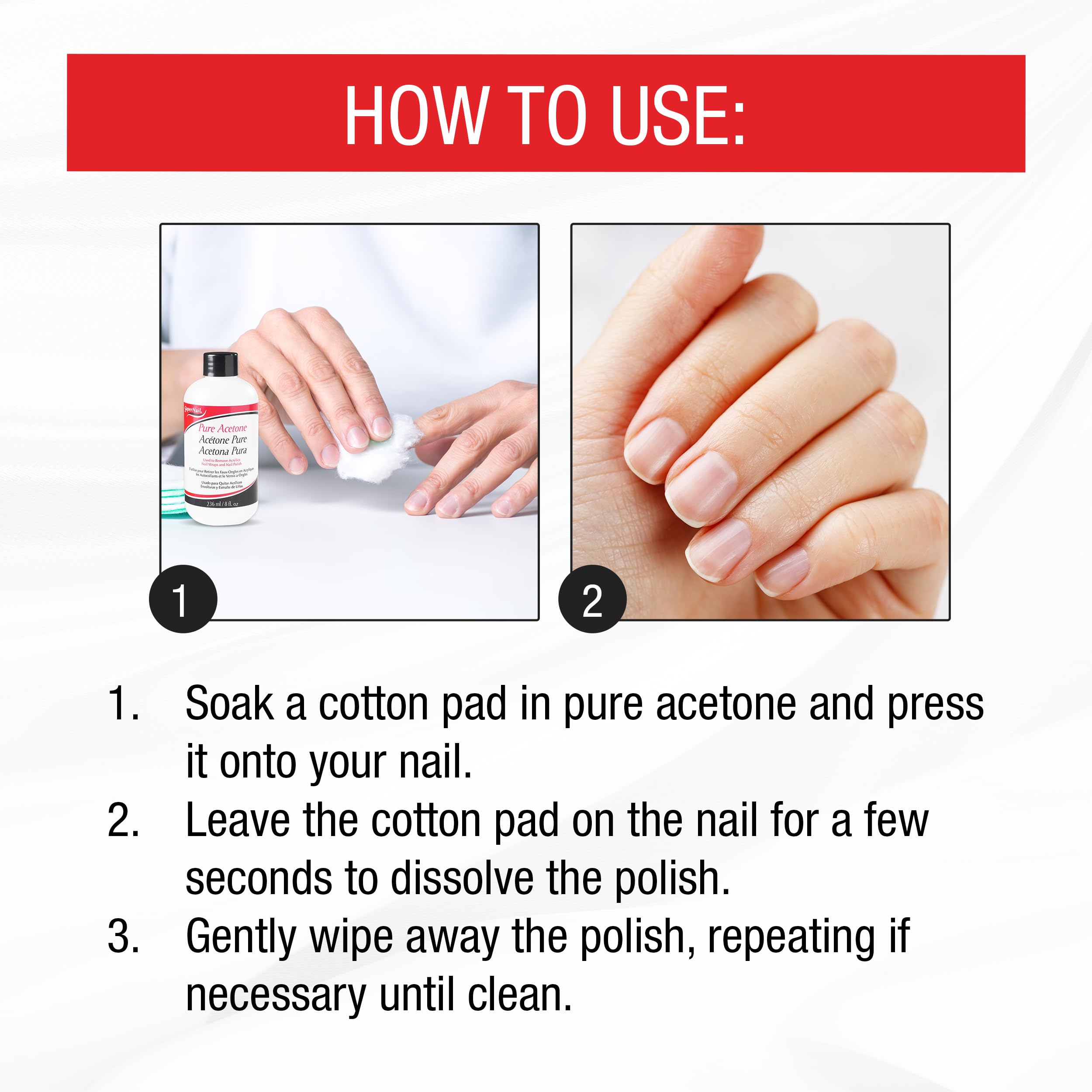 Super Nail clear pure acetone formula liquid showing complete six pack stock layout