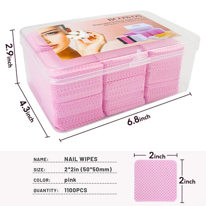Bcowos professional nail art preparation wipes package layout on a clean white salon countertop.