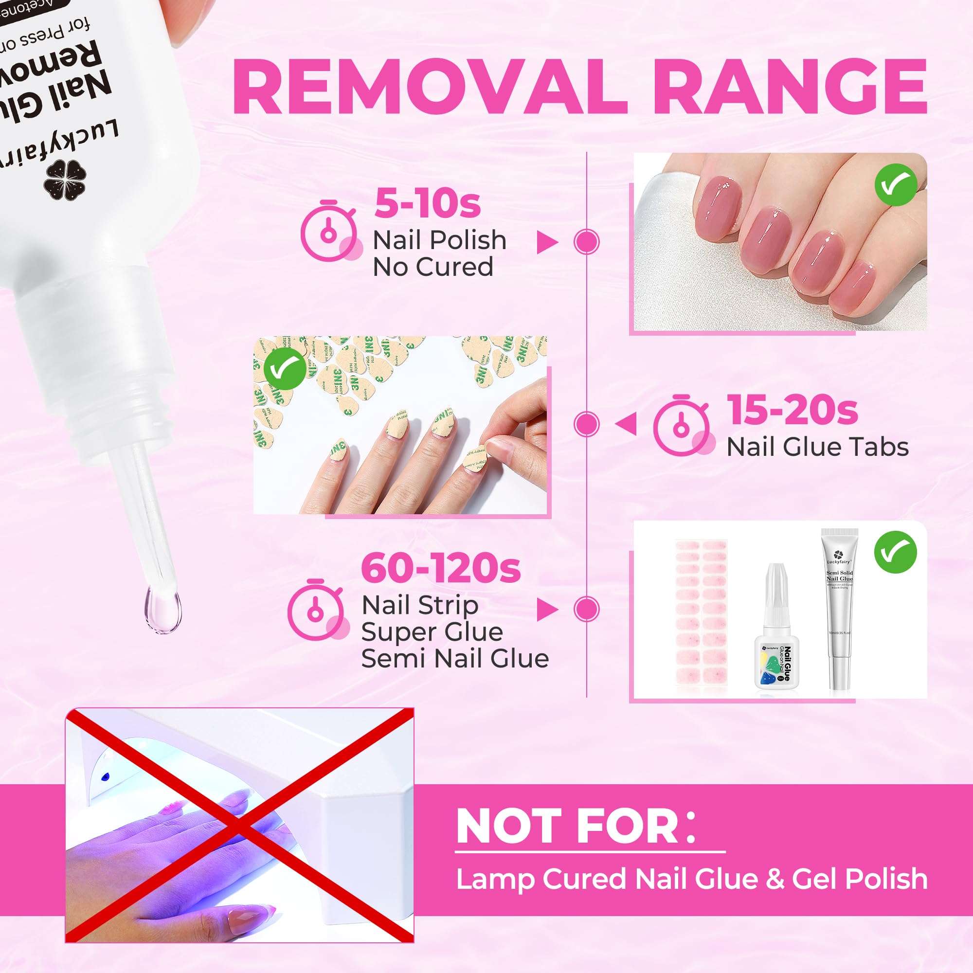 Application of Luckyfairy nail remover on press-on nails