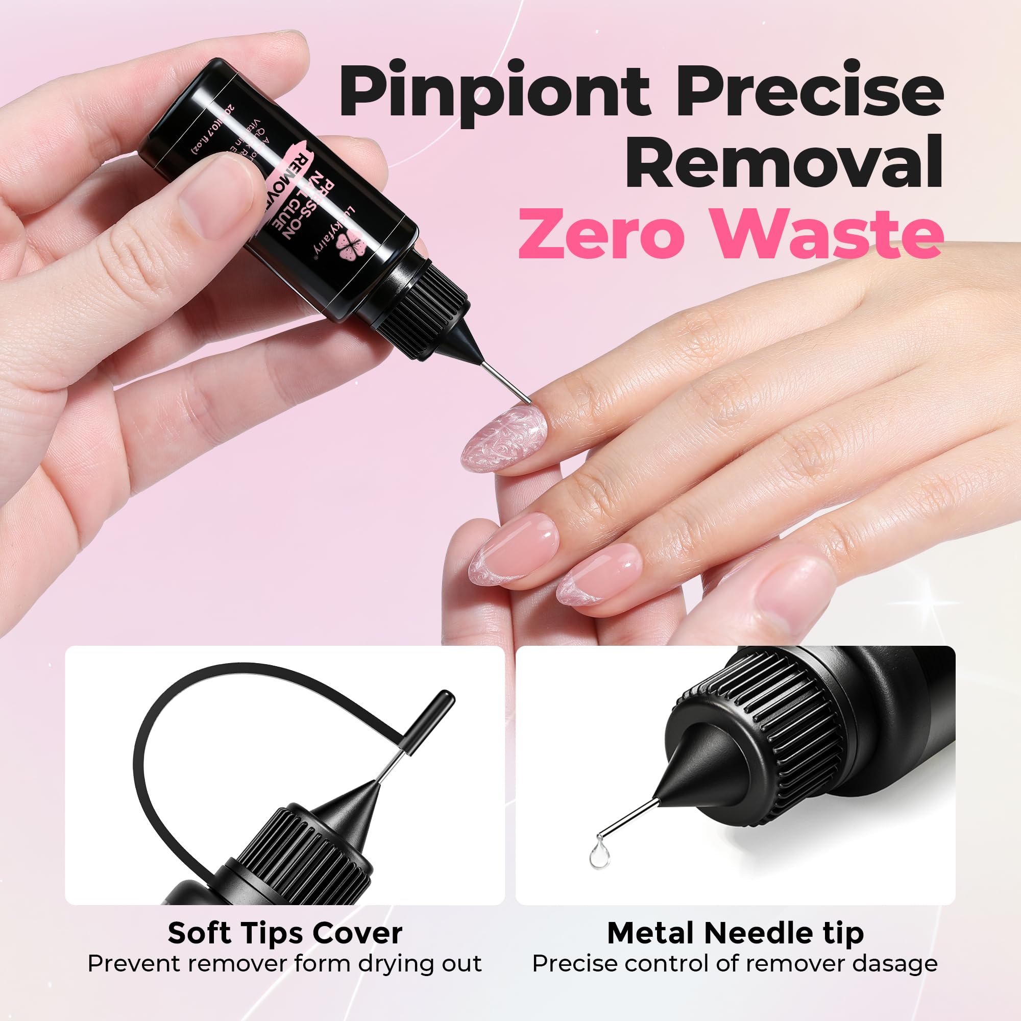 Product packaging of Luckyfairy 20ml press on nail remover