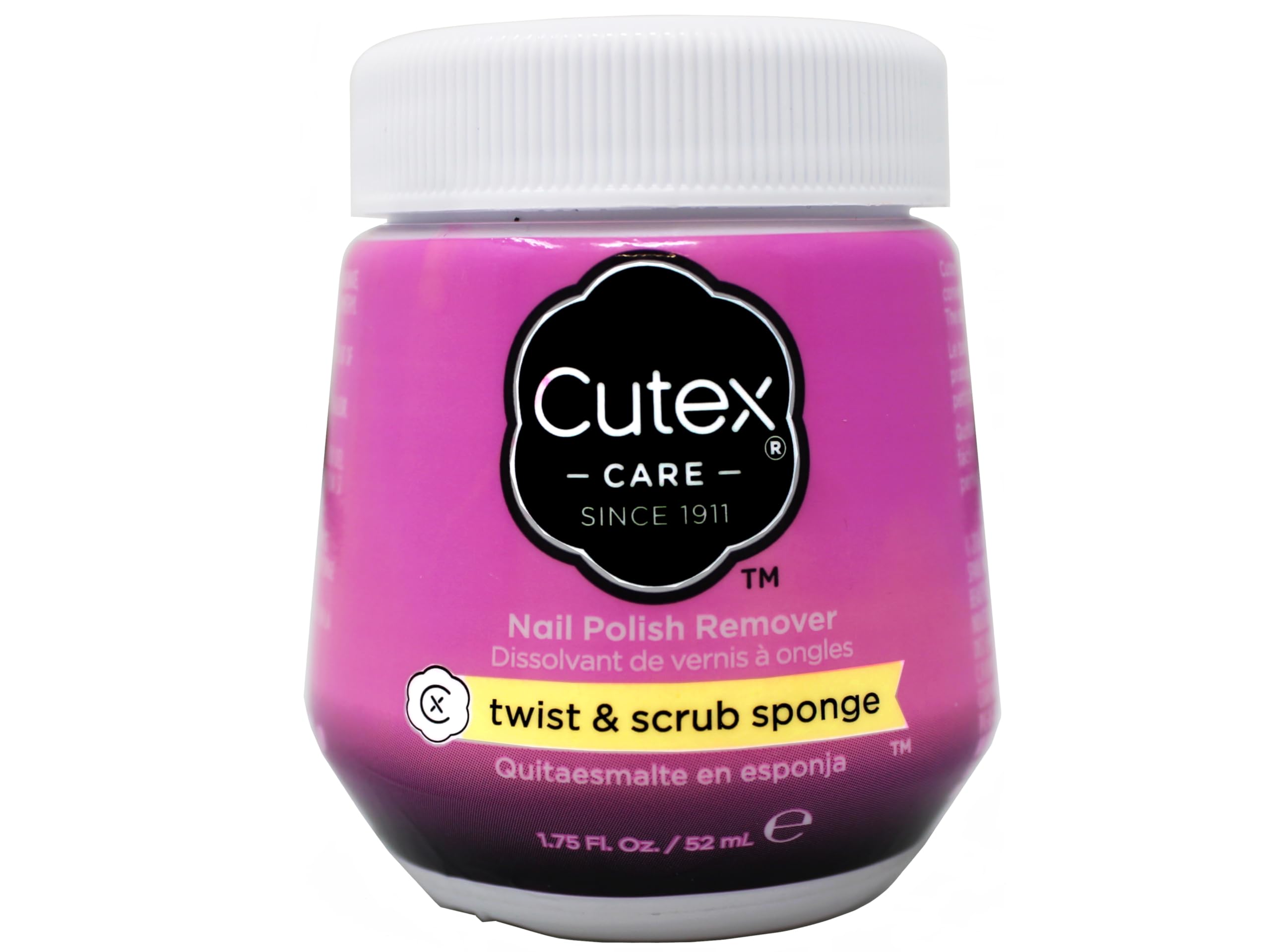 Cutex travel friendly nail paint remover jar with pre-saturated sponge system.