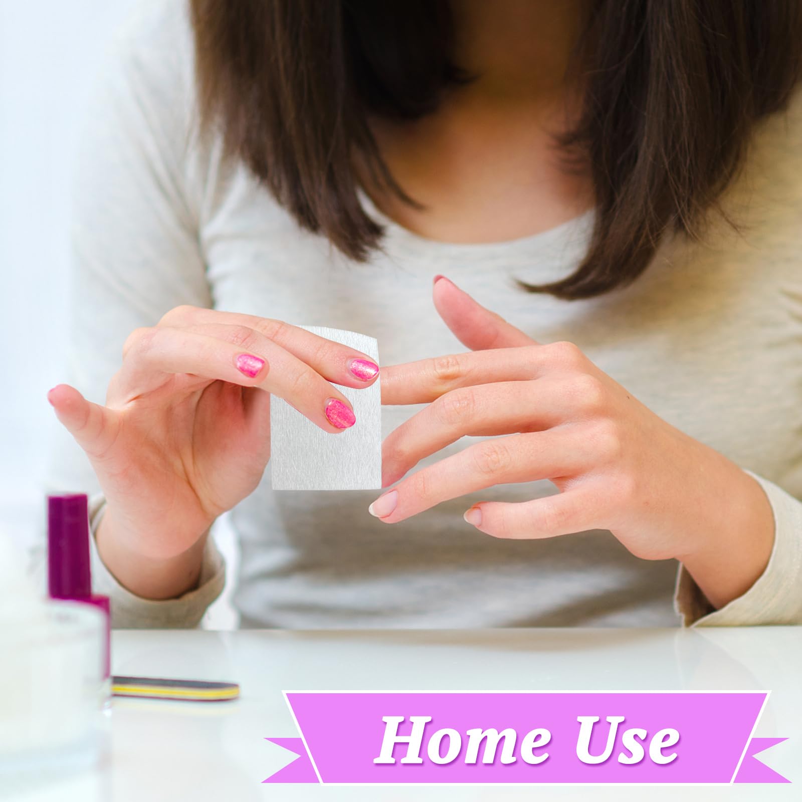 Manicure setup featuring Eyxformula lint free wipes and professional salon tools