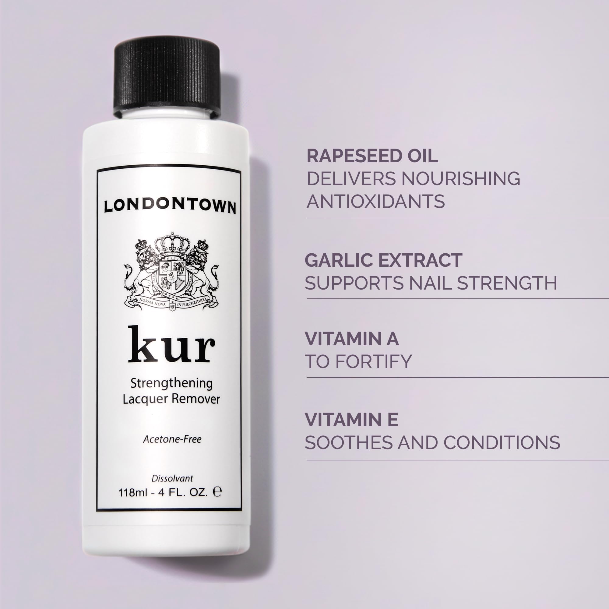 Londontown Kur premium nail care lacquer remover packaging details close up