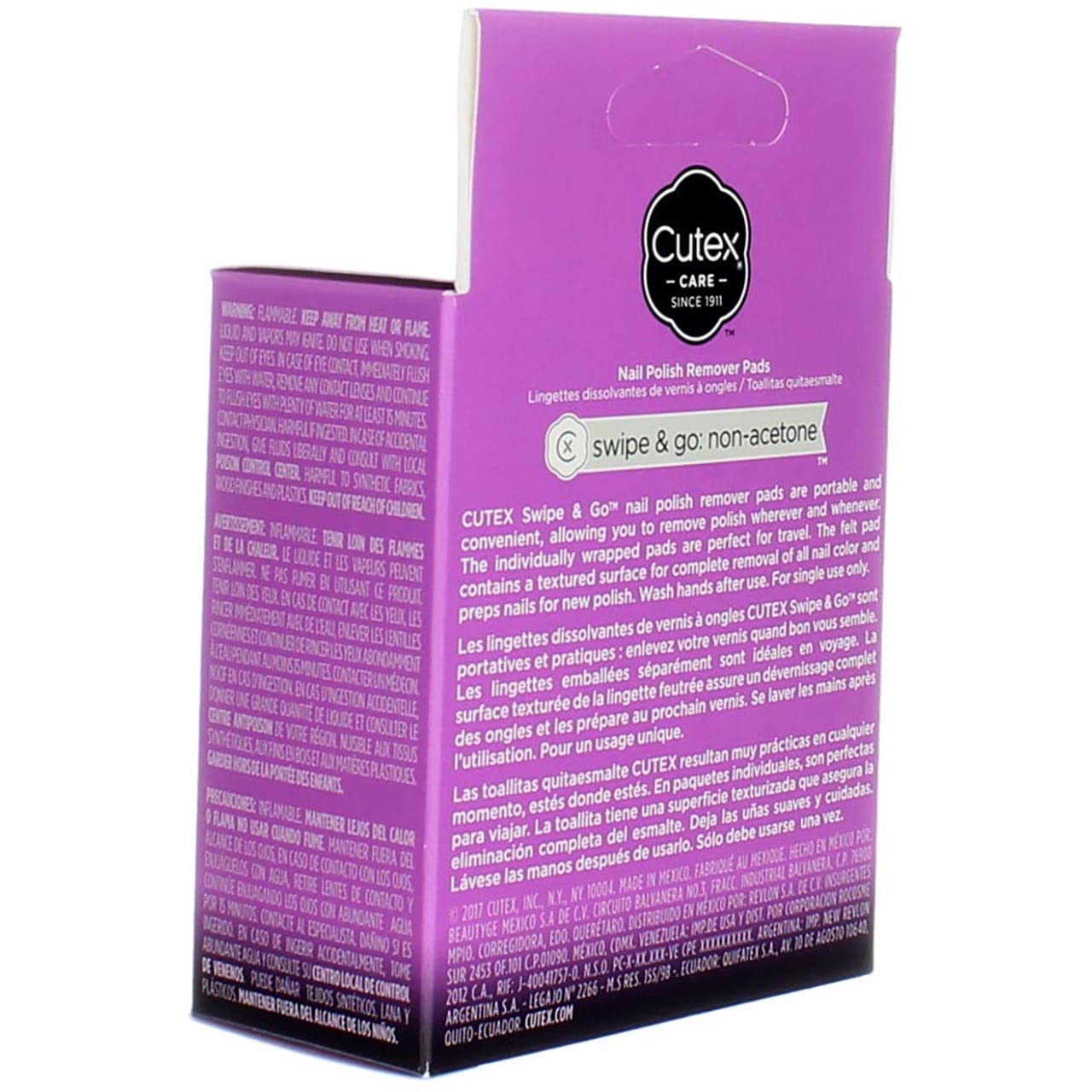 GMC compliant view of Cutex non acetone manicure wipes highlighting nail health benefits