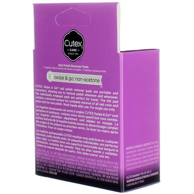 Cutex non acetone formula ingredients list and safety guidelines on rear product packaging