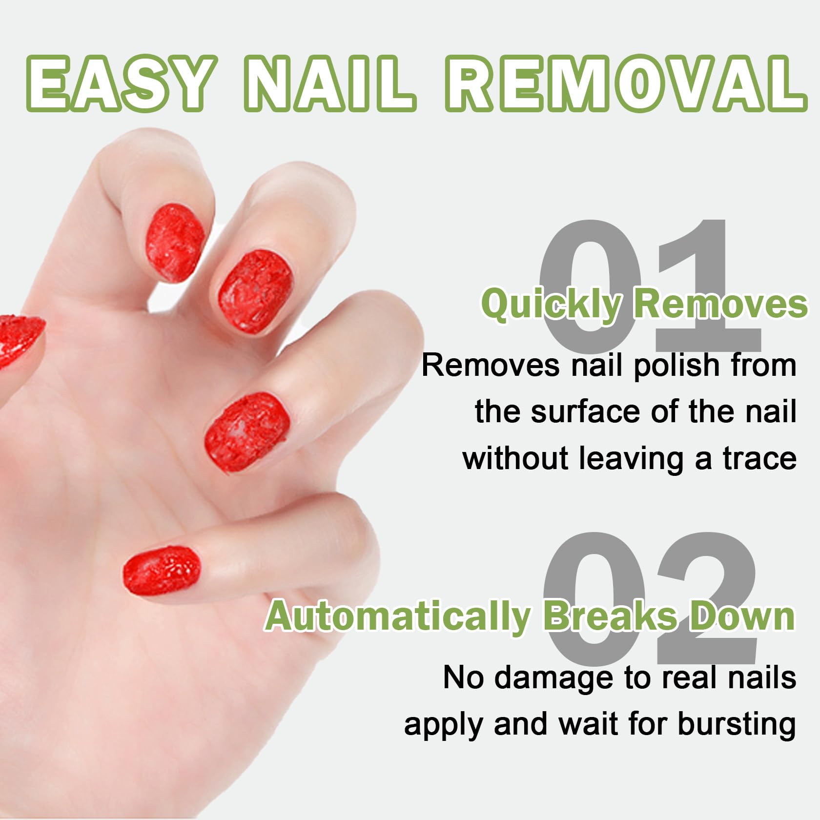 Before and after comparison of gel manicure removal using the gentle paste method.