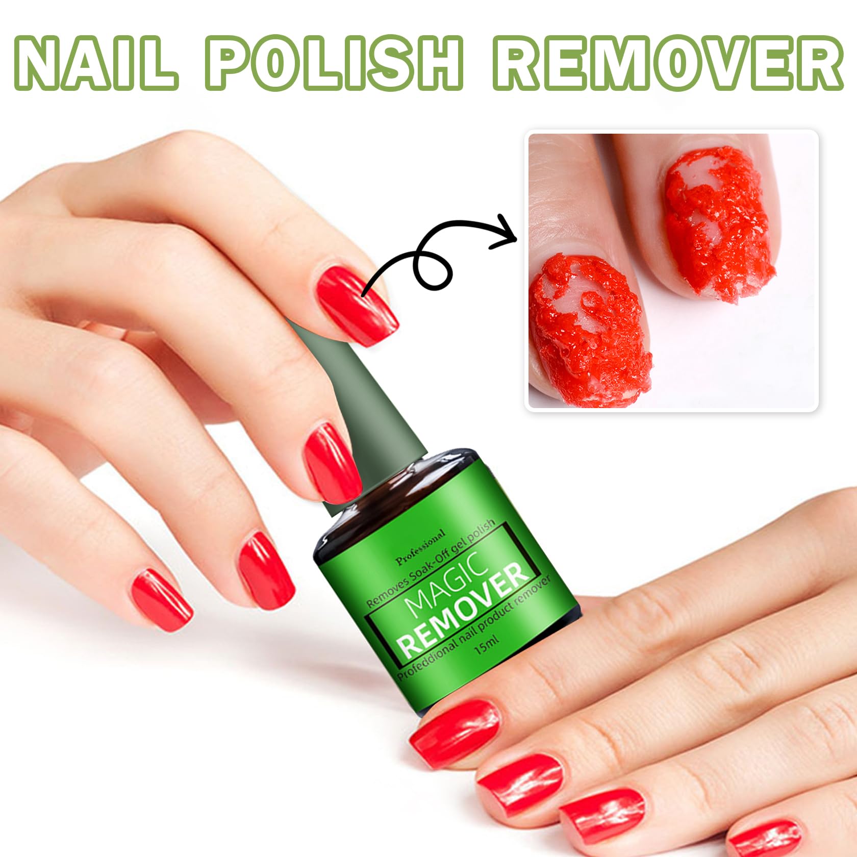 Professional salon grade gel remover applied evenly over a buffed nail surface.
