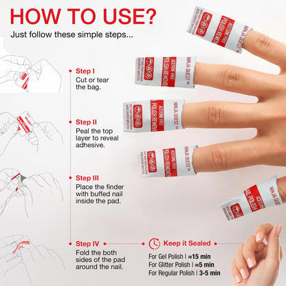 Acetone free nail wipes showing compact size alongside a travel purse