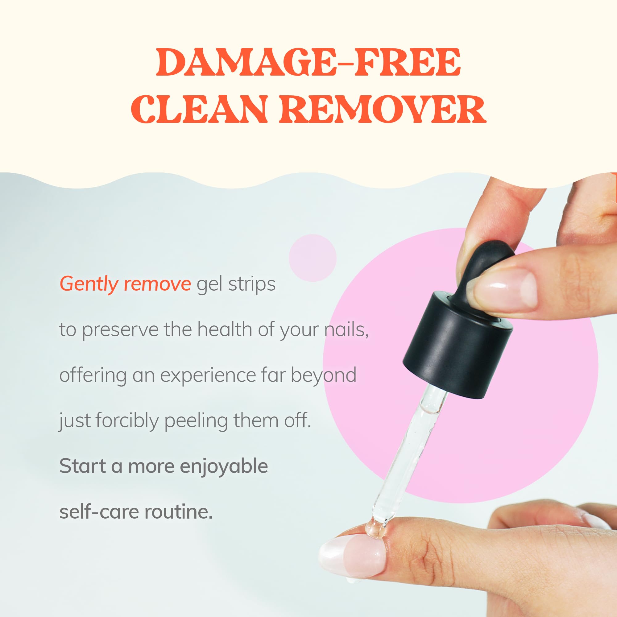 Heyhae non drying hypoallergenic solution bottle alongside the included wooden manicure stick.