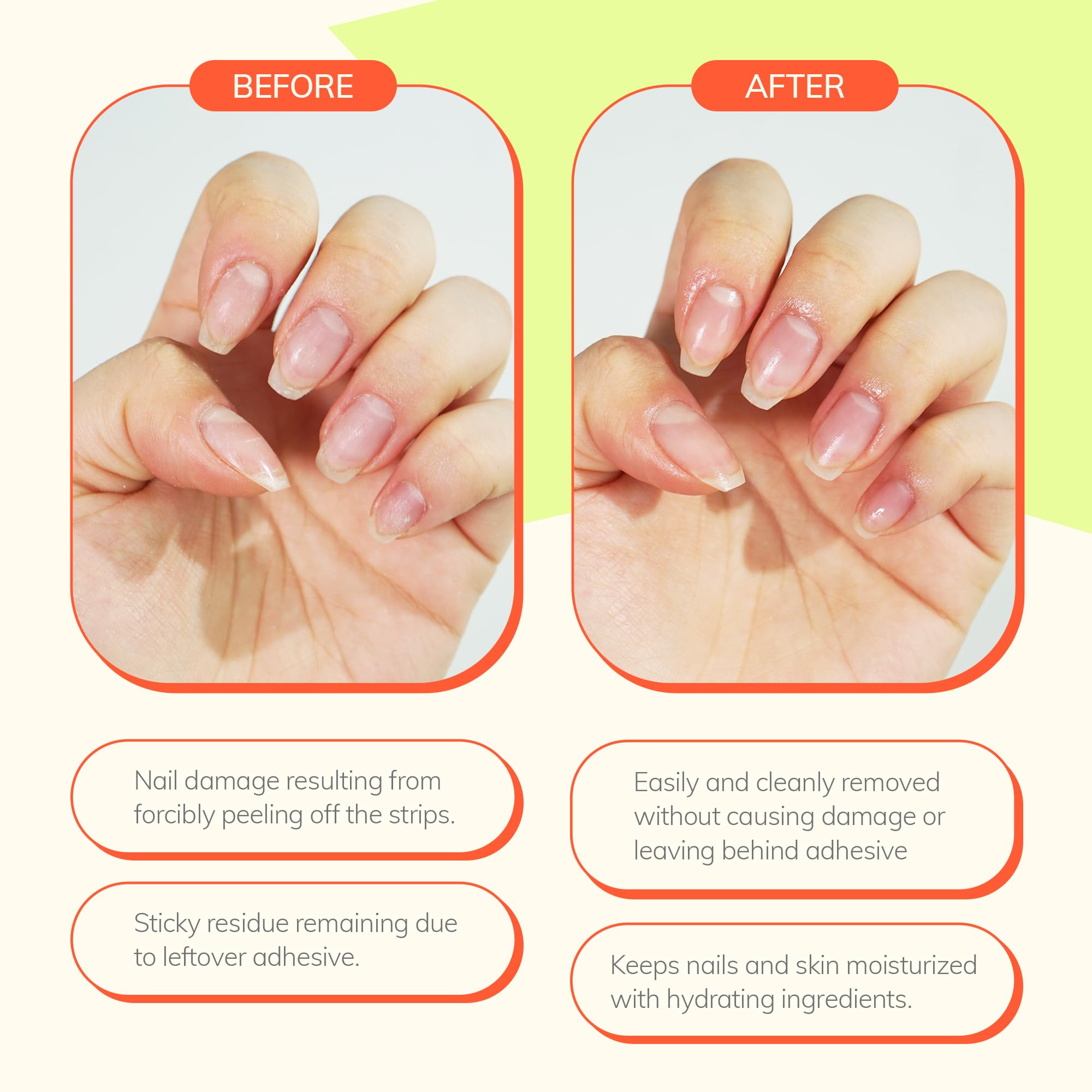 Acetone free gel strip remover serum showcasing its precise built in dropper tip.