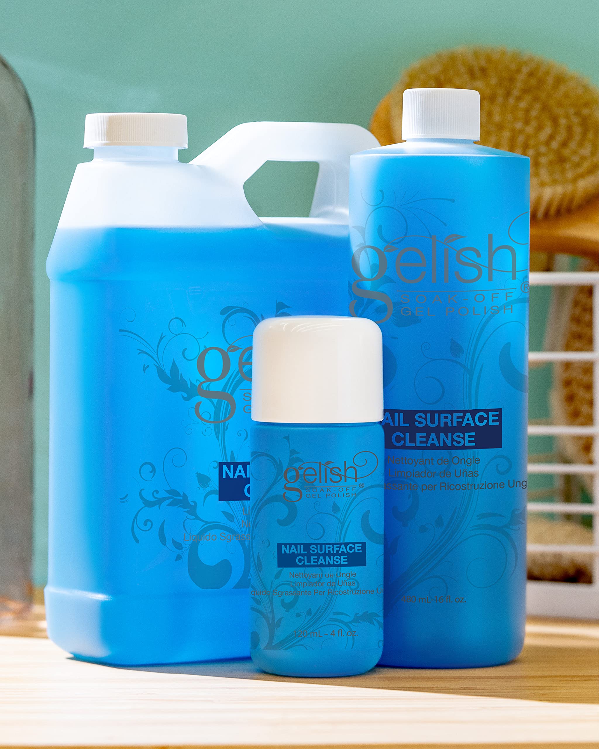 Skin safe non drying formula gelish nail cleanser for removing tacky layer.