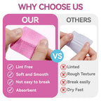 Pack of 540 pink lint free nail wipes with textured dot pattern