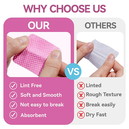 Ten pink plastic soak off finger clips included in the home nail care set.