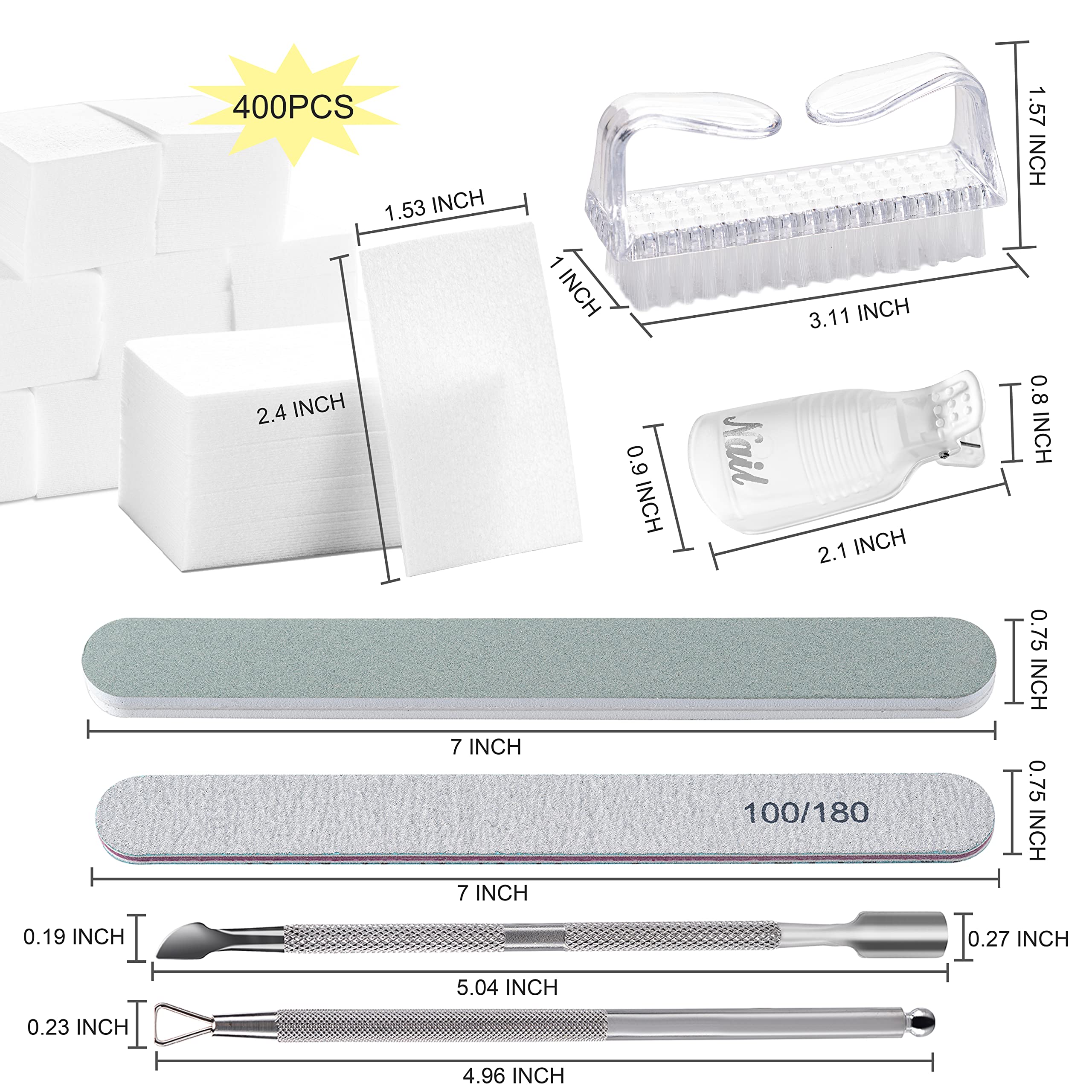 Hoewina salon quality nail care set displaying dual sided one hundred eighty grit file and smoothing buffer block.