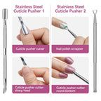 Cuticle pusher and triangular scraper tools for gel polish removal