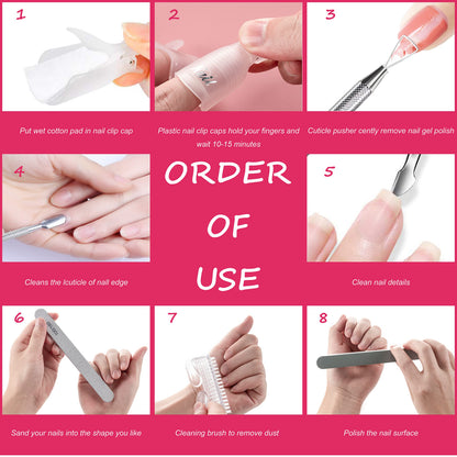 Complete packaging view of the authentic Hoewina USA imported DIY gel nail polish removal system.