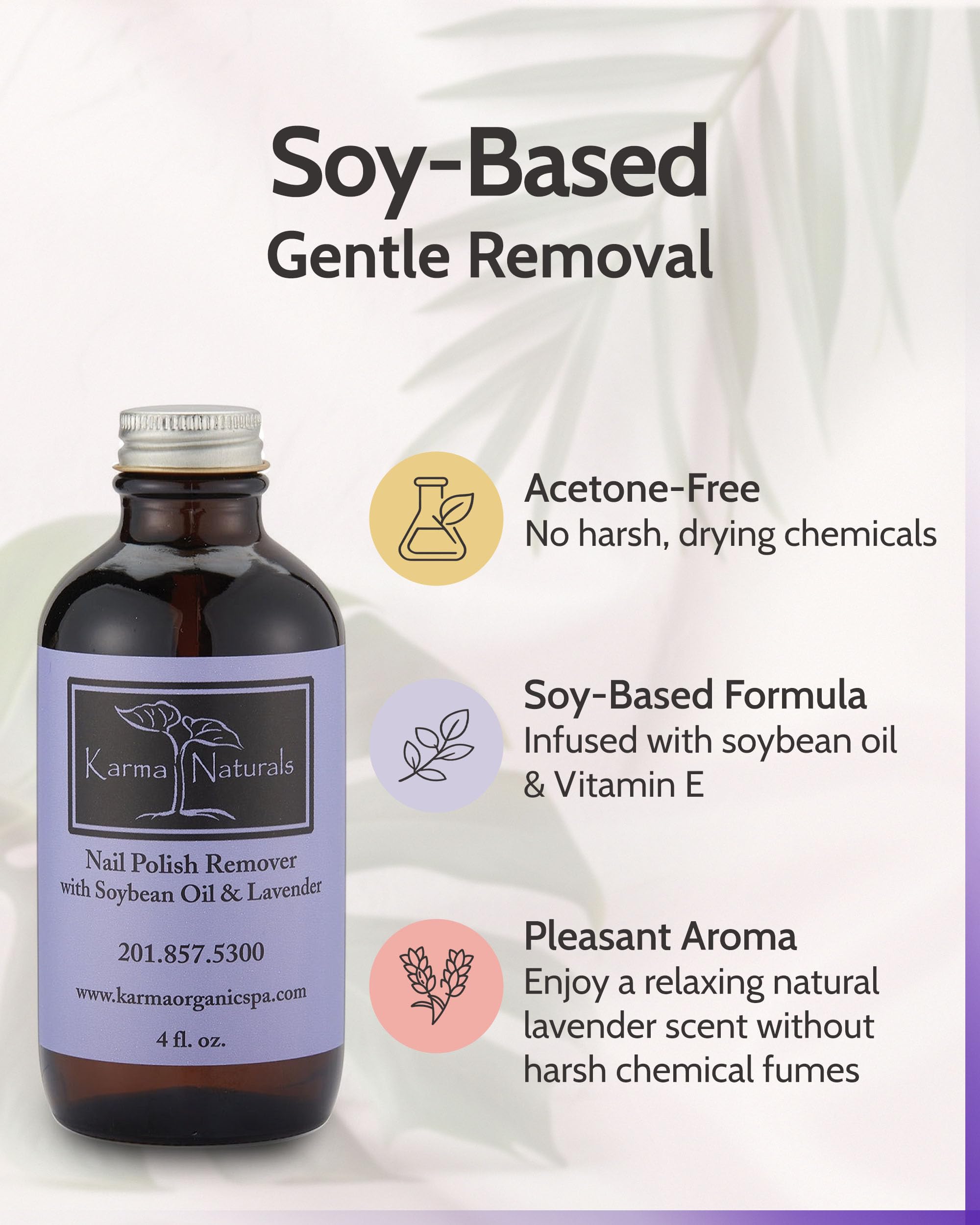 Front view of Karma Organic non-toxic nail polish remover