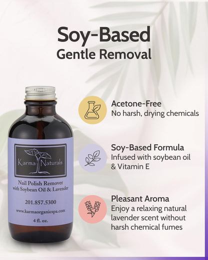 Front view of Karma Organic non-toxic nail polish remover