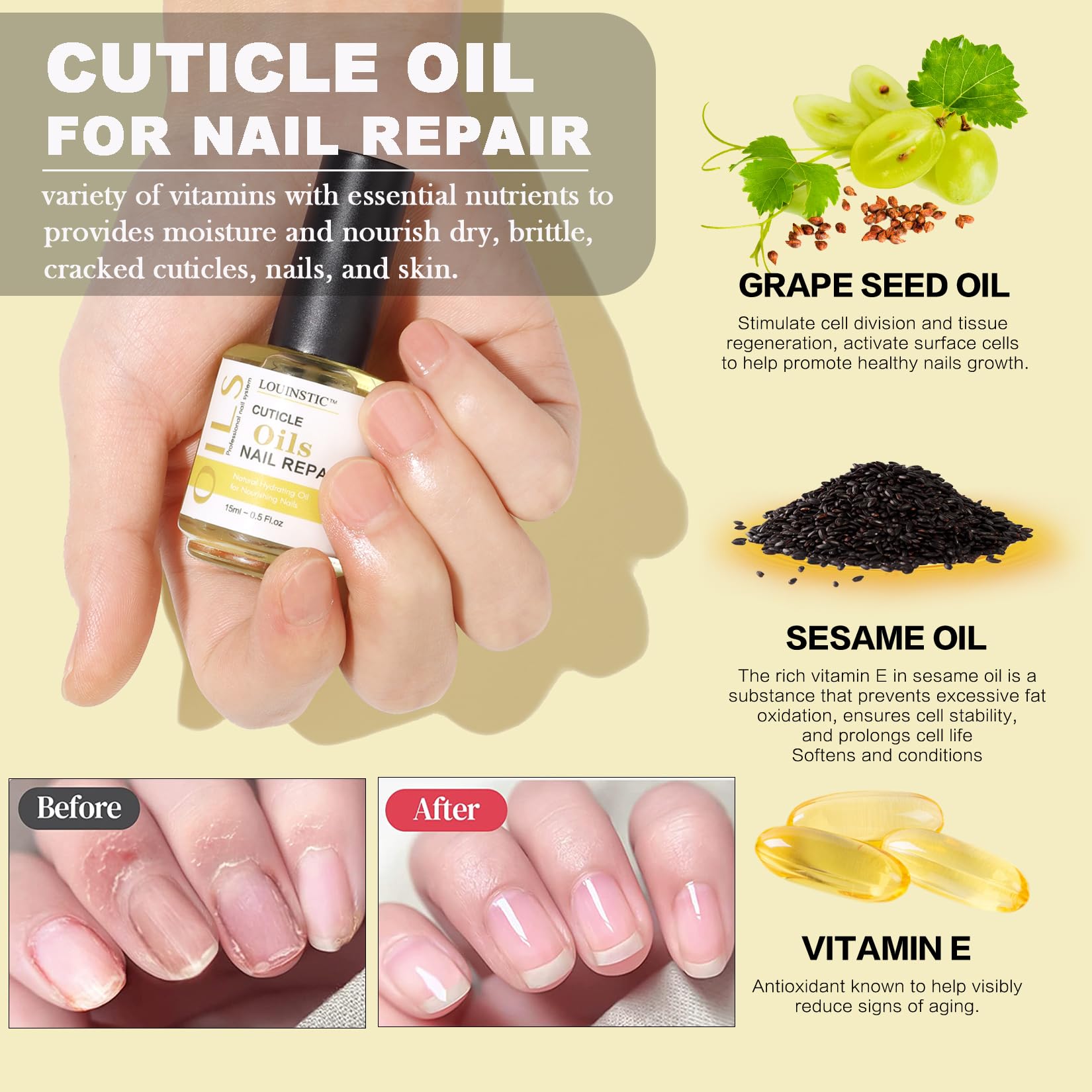 Close up view of the plant-based organic formula dissolving UV gel polish gently without harming the natural underlying nail.