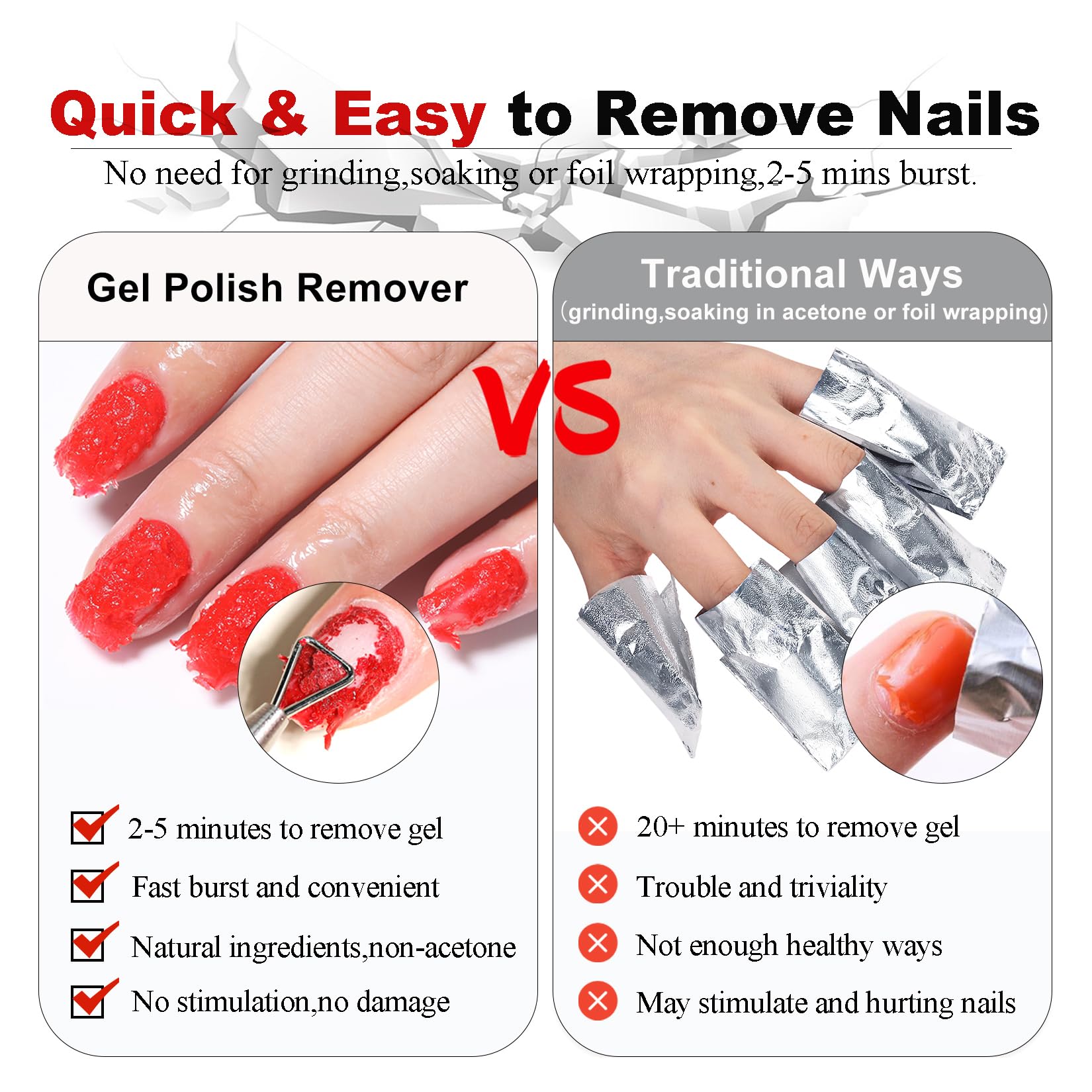 Using the colored peel off manicure tool to easily glide away softened gel lacquer from the surface of the fingernail.