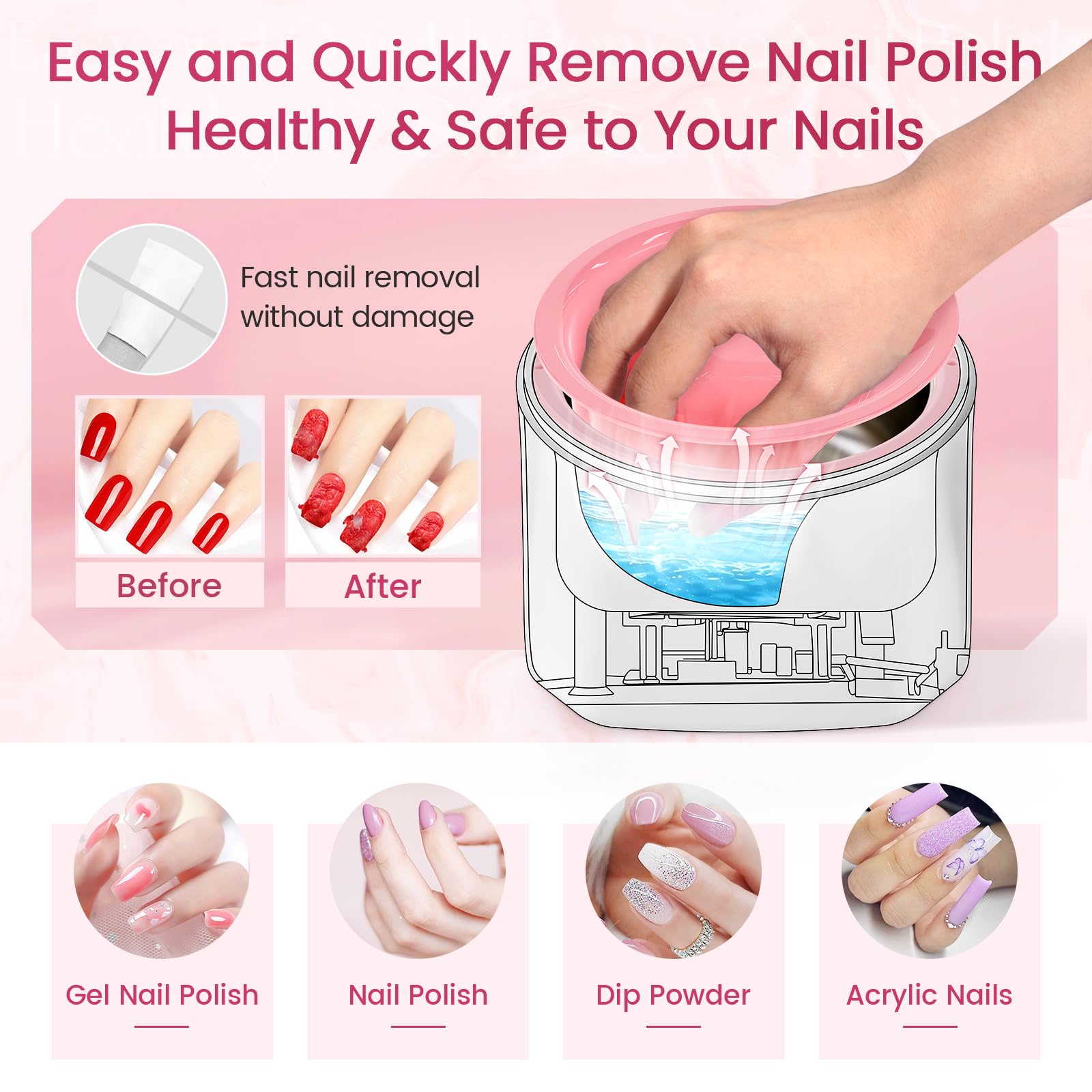 Yokilly heated gel polish remover bowl showing power button and digital display switch layout