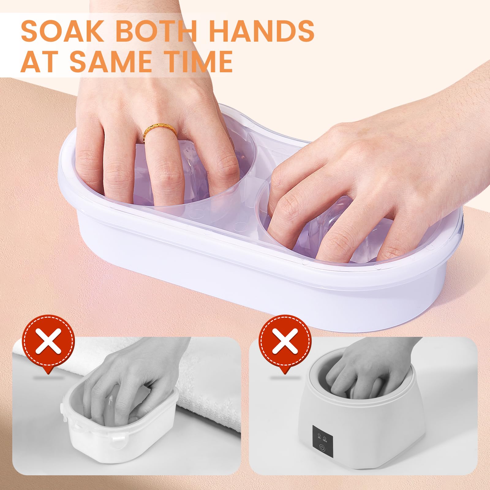 White double layer manicure bowl displaying the upper finger slots.