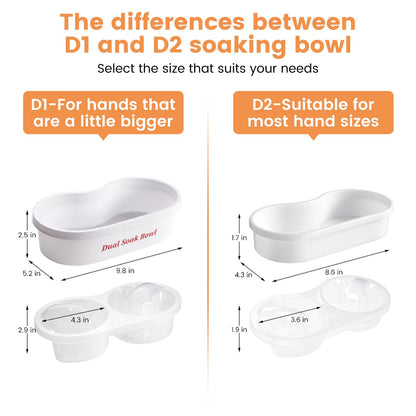 Wilfniee packaging and product dimensions for the white dual soaking bowl.