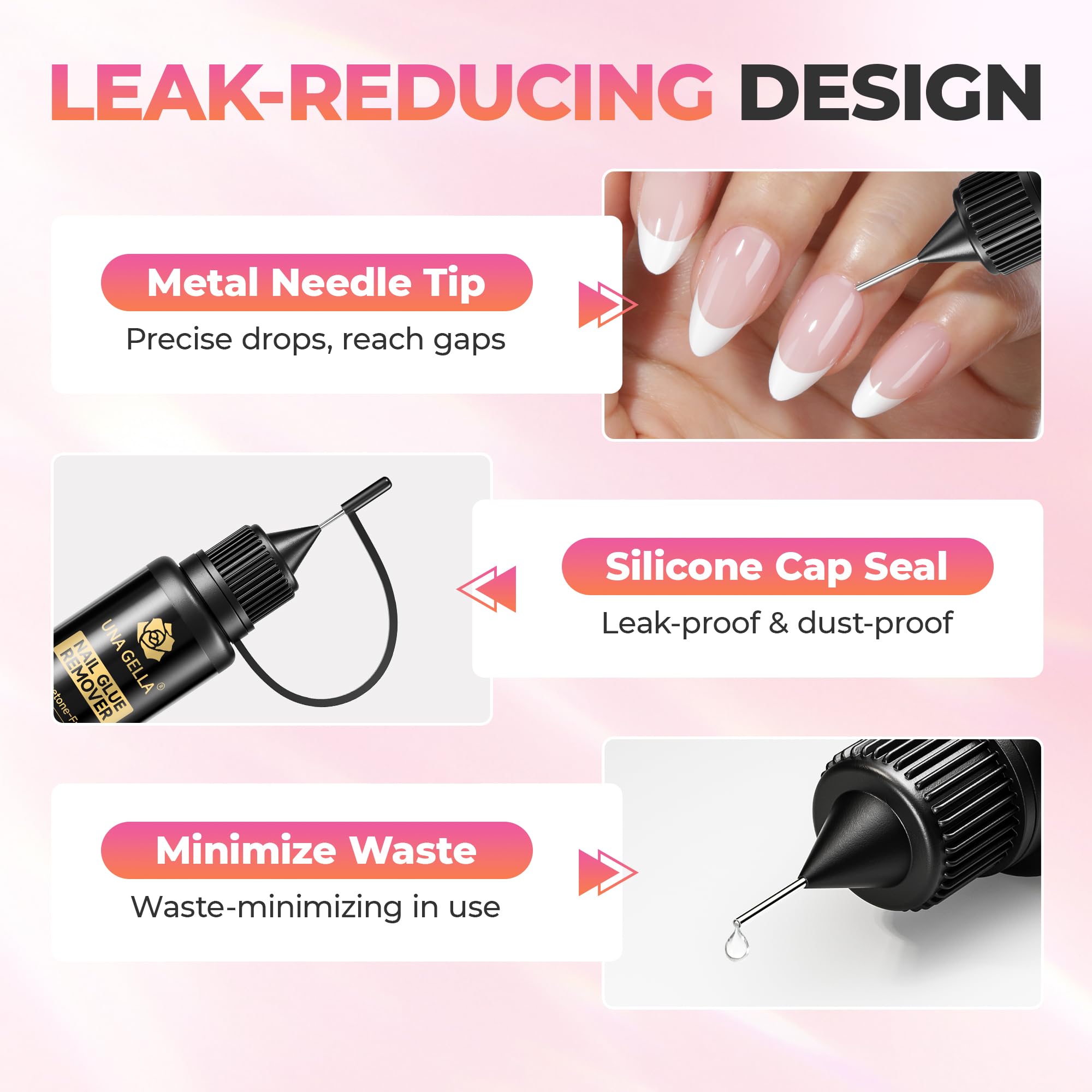 Close up of Una Gella nail glue remover packaging