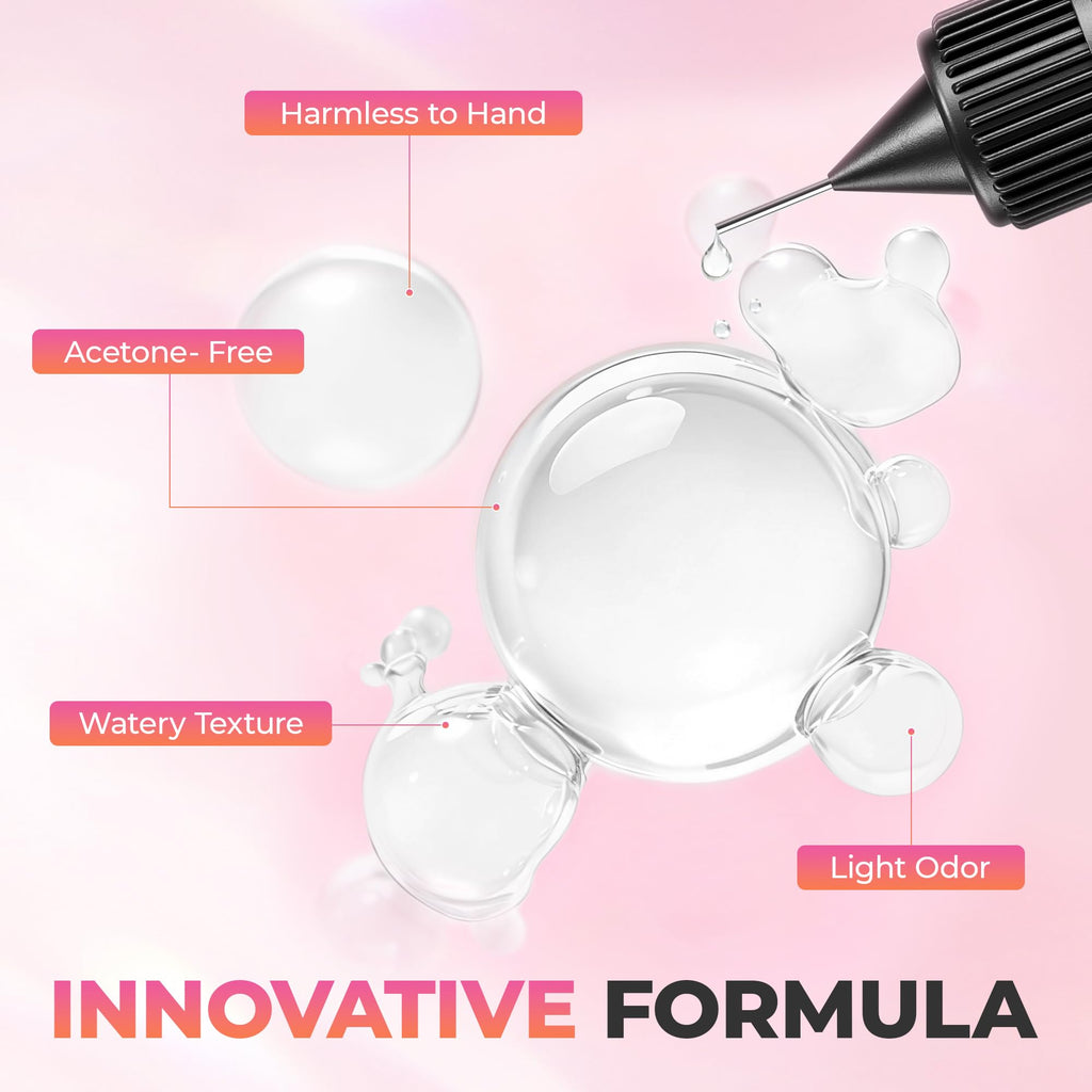 Una Gella Nail Glue Remover back view with ingredients and usage instructions