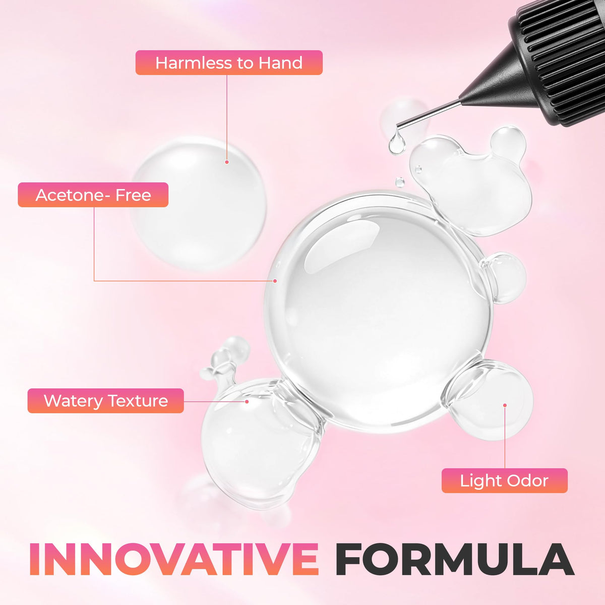 Una Gella Nail Glue Remover back view with ingredients and usage instructions