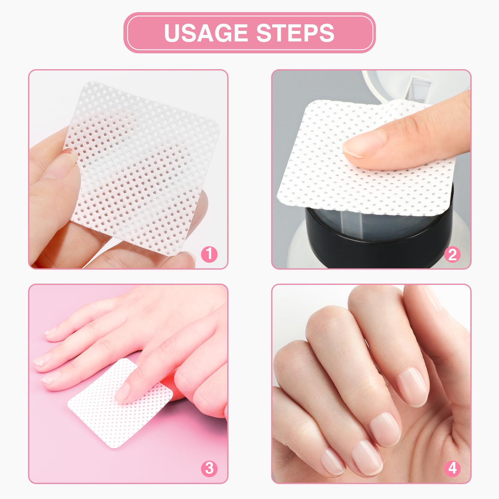 Soft absorbable pink cotton pads replacement for manicures and pedicures