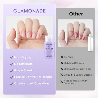 Professional nail care kit featuring Glamonade acetone remover