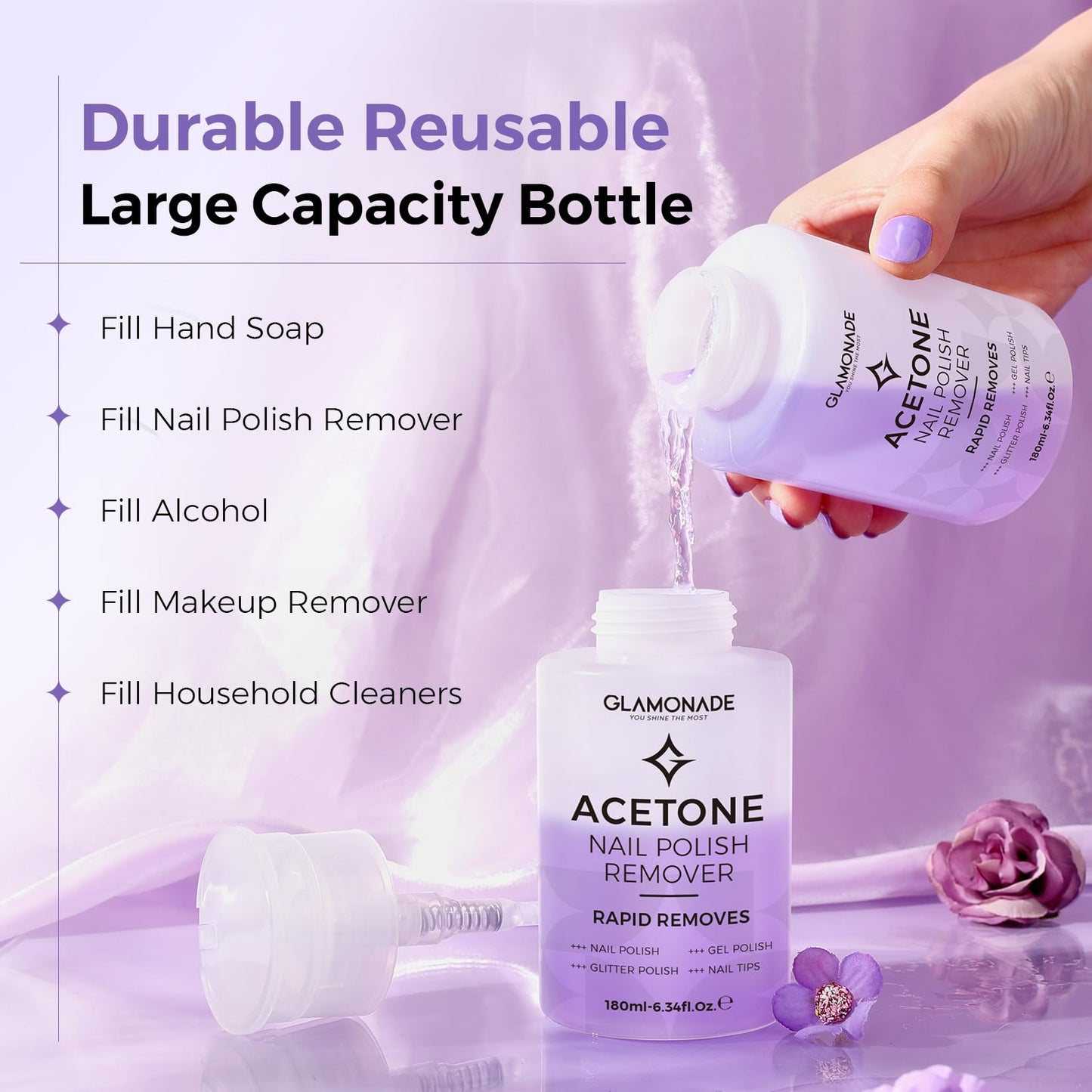 Glamonade nail polish remover bottle size comparison