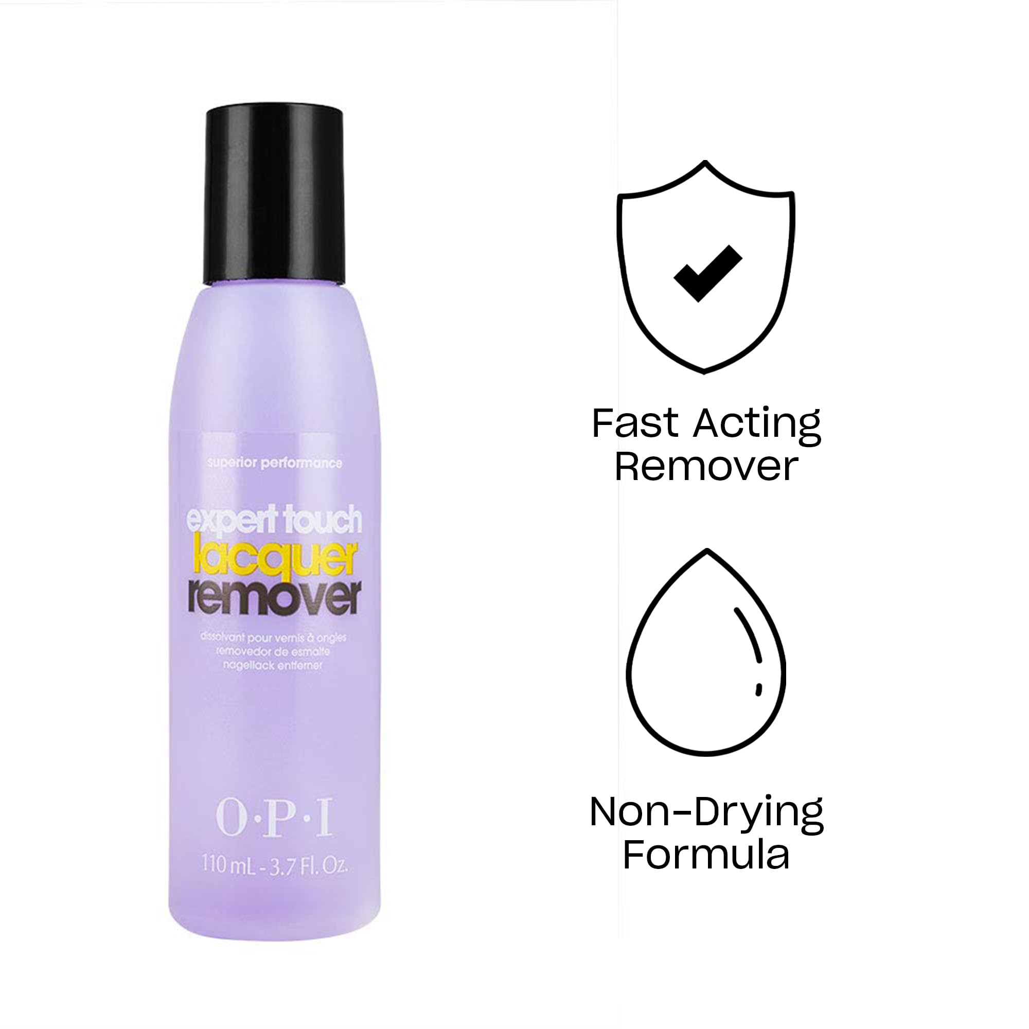 OPI expert touch professional gel polish remover bottle on plain background.