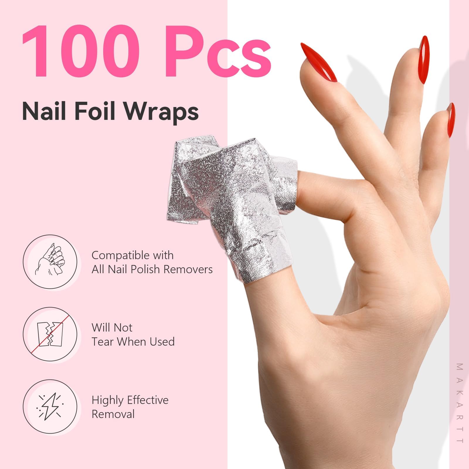 Makartt aluminum foil wrap with pre attached lint free cotton pad close up