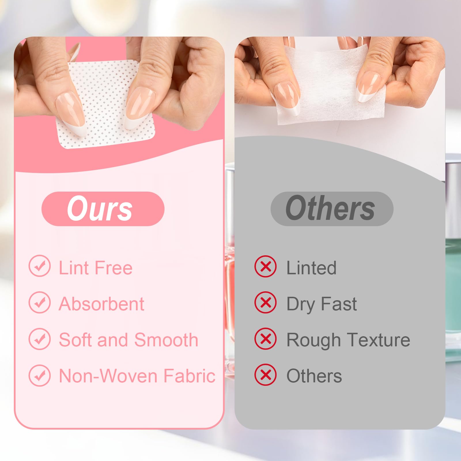 Essent Yl nail wipes next to acetone bottle