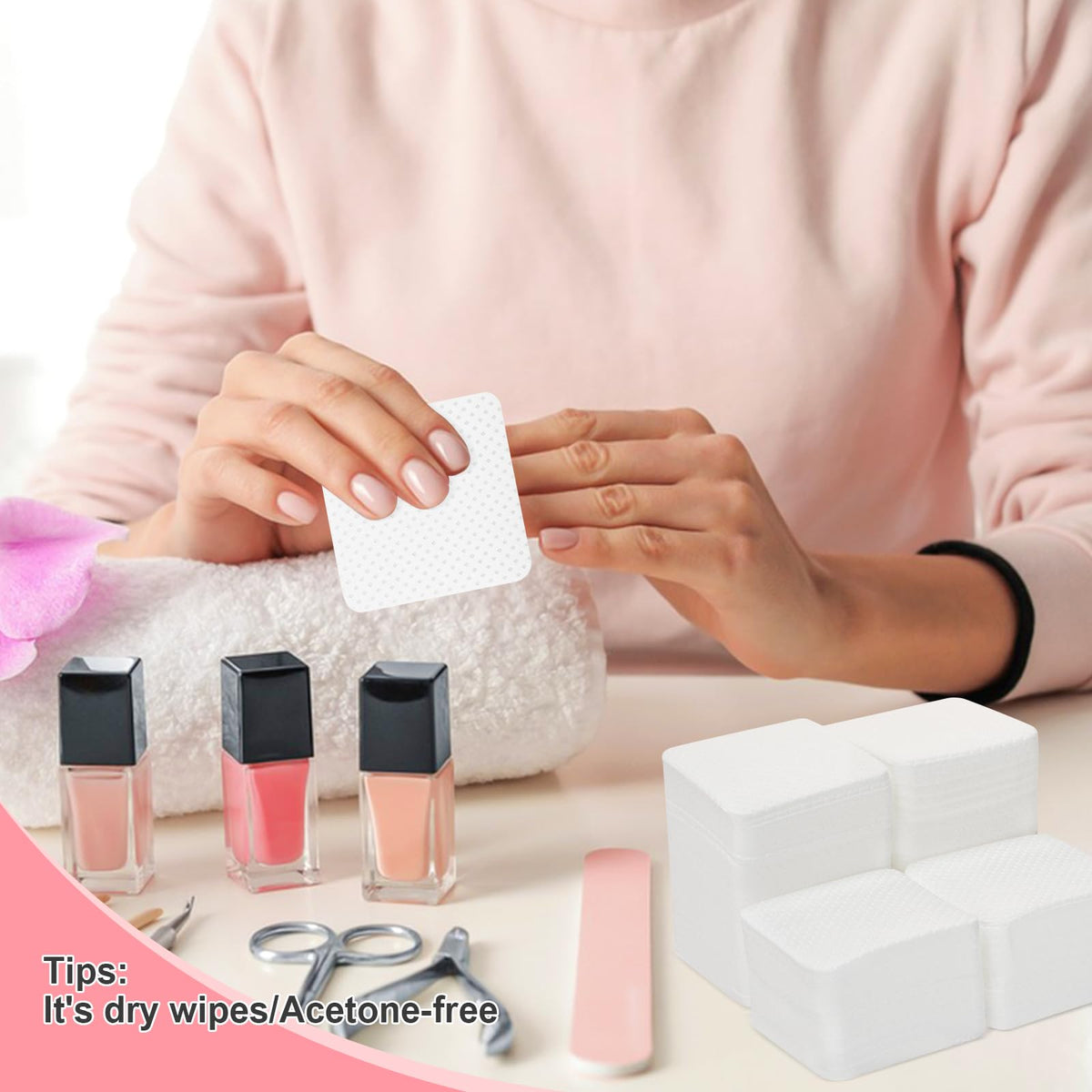 Side angle packaging view of Essent Yl nail removal pads