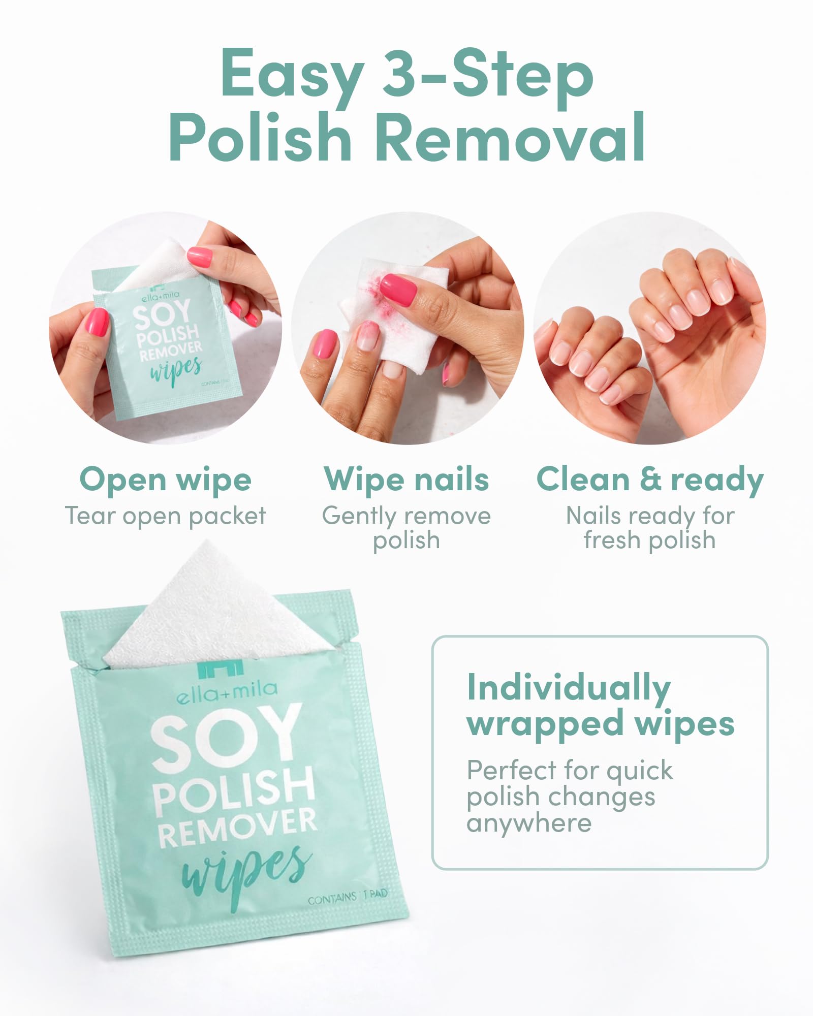 Vitamin enriched non toxic soy fingernail wipe being applied to natural nails