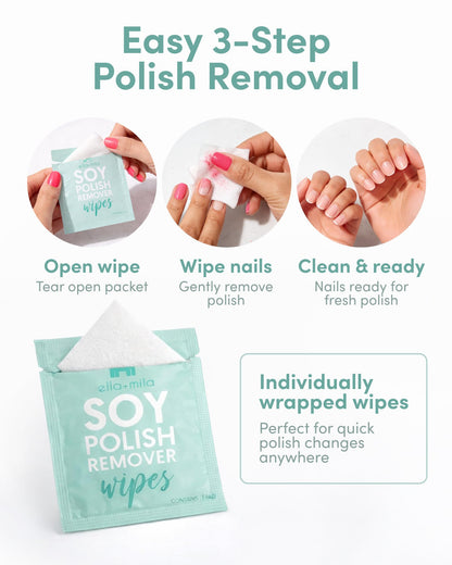 Vitamin enriched non toxic soy fingernail wipe being applied to natural nails