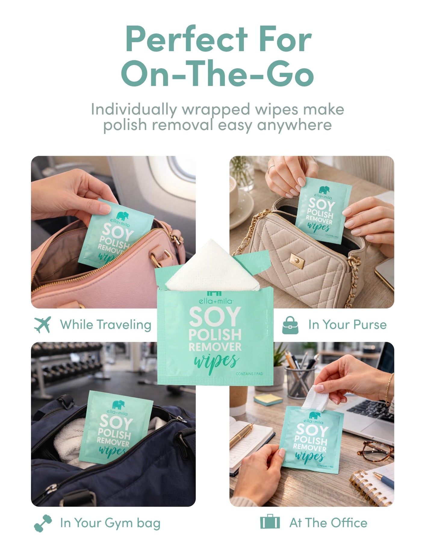 Odorless lint free vegan nail lacquer remover wipes for travel convenience